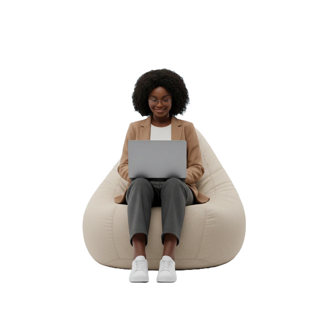 Étudiante travaillant sur un ordinateur